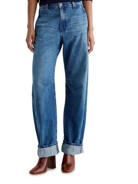 AG Mercer Cuffed High Rise Barrel Jean in Nouveau